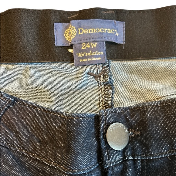 Democracy “Ab” Solution Straight Slim Jeans 24W Blue Distressed Raw Hem Cropped. - Picture 5 of 11